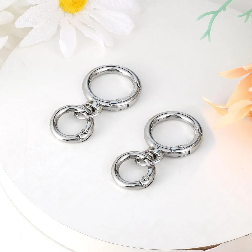 Round Spring Snap Carabiner Clip O Rings, 2/5/10 Sets