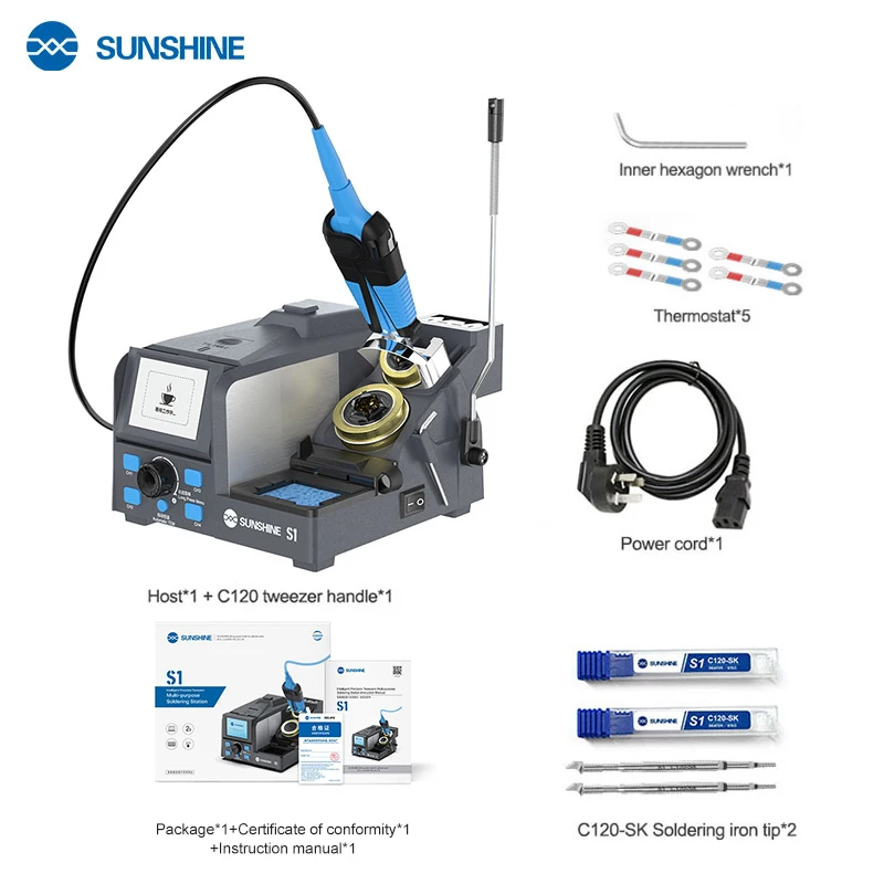 SUNSHINE S1 Precision Tweezers Multi-purpose Soldering Station Smart Color Screen ,Four-stage Storage,Repair Tools