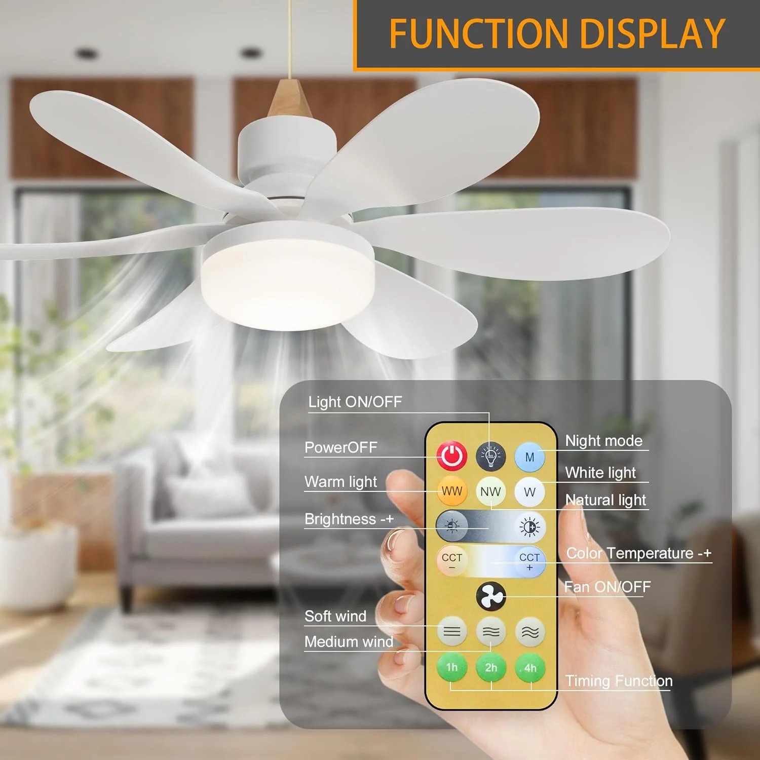 Ceiling Fan Light E27 LED 40W with Remote Dimming Function ,suitable Garage,study,Bedroom,Kitchen and Home Use Socket Fan Light