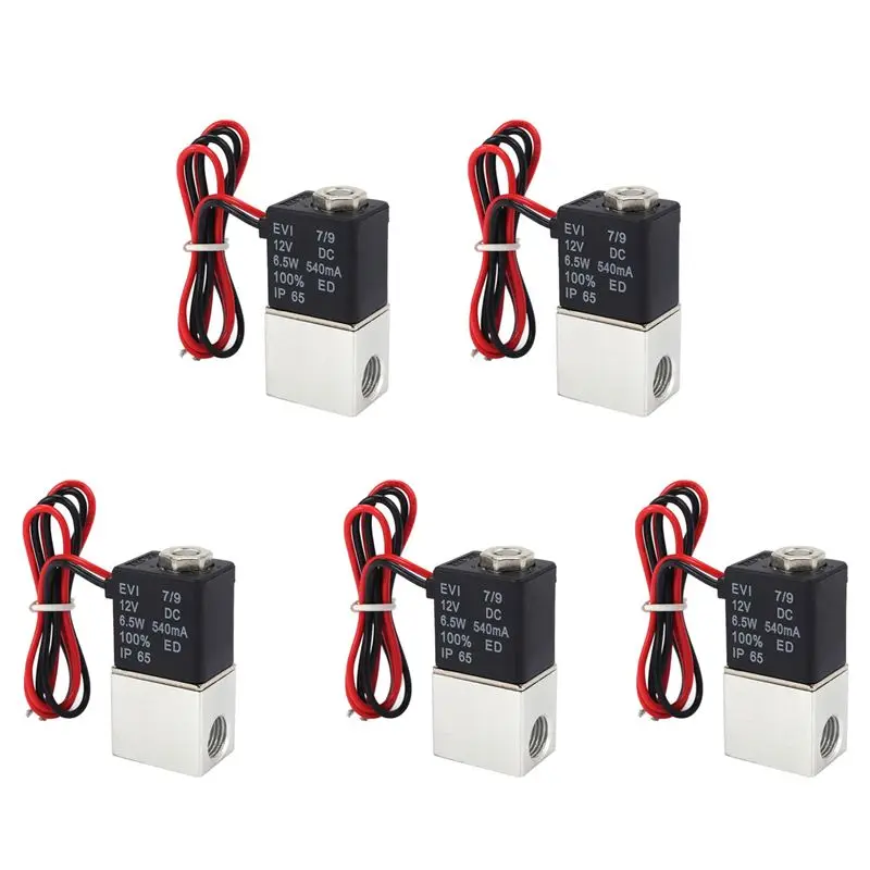 

B84B-5X DC12V Solenoid Valve 1/4 Inch 2 Way Normally Closed Direct-Acting Pneumatic Valves For Water Air Gas