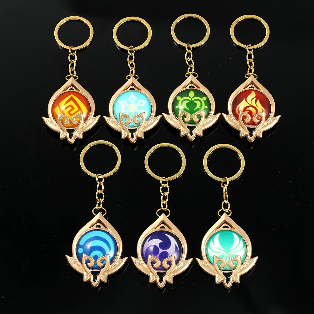 Genshin Impact Keychain, Vision Element God's Eye for Men Car Key Chain Women Accessories Cute Bag Pendant Key Ring Gifts