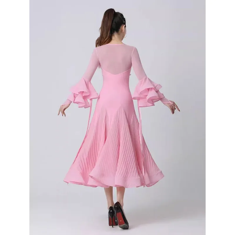 Top da ballo moderno fluido senza maniche a collo alto MY864 Costume da valzer di ballo latino di danza standard nazionale rosso vino