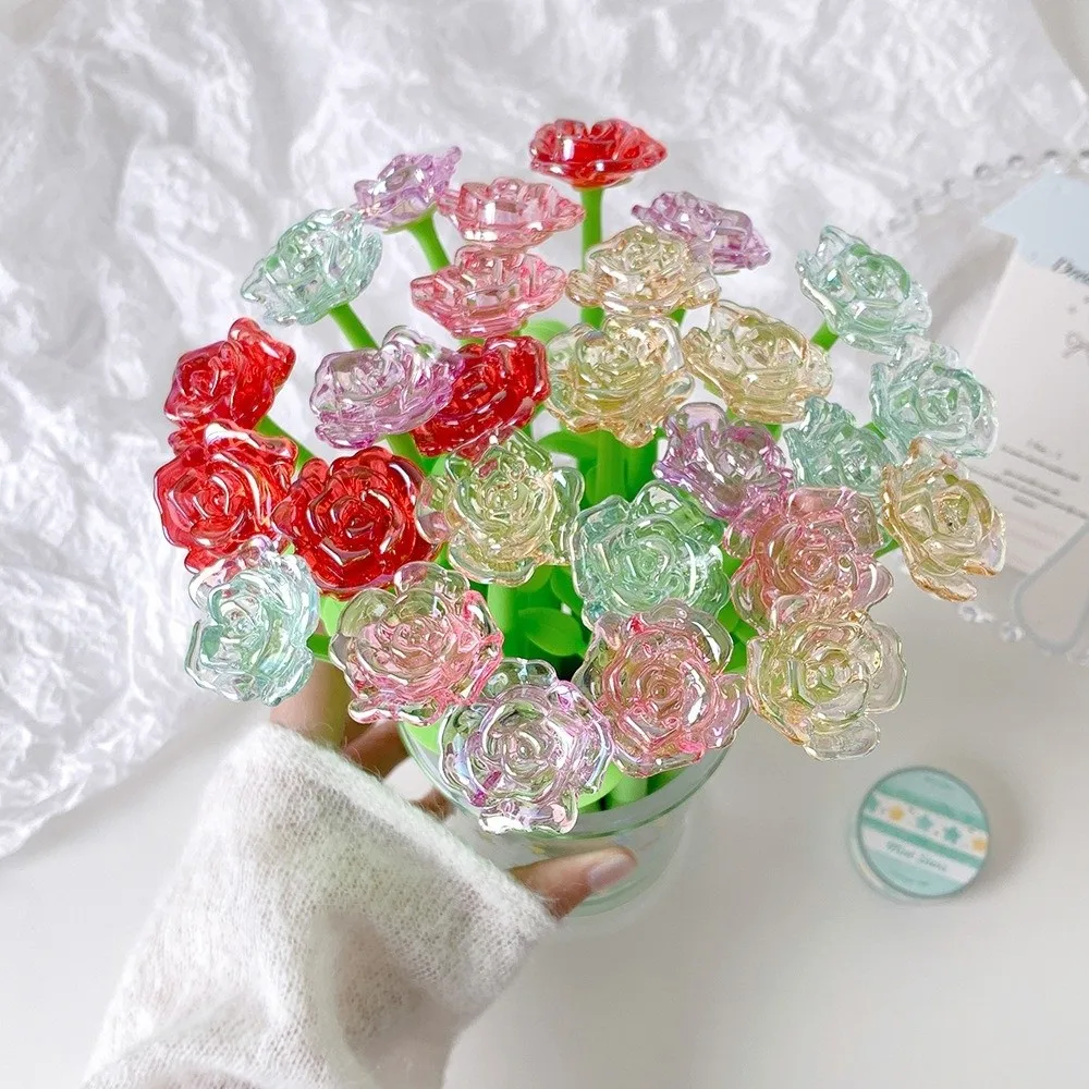 Creative Simulation Flower Ballpoint Pen Quick-dry Smooth Writing Neutral Pen Rose Gel Pen Students