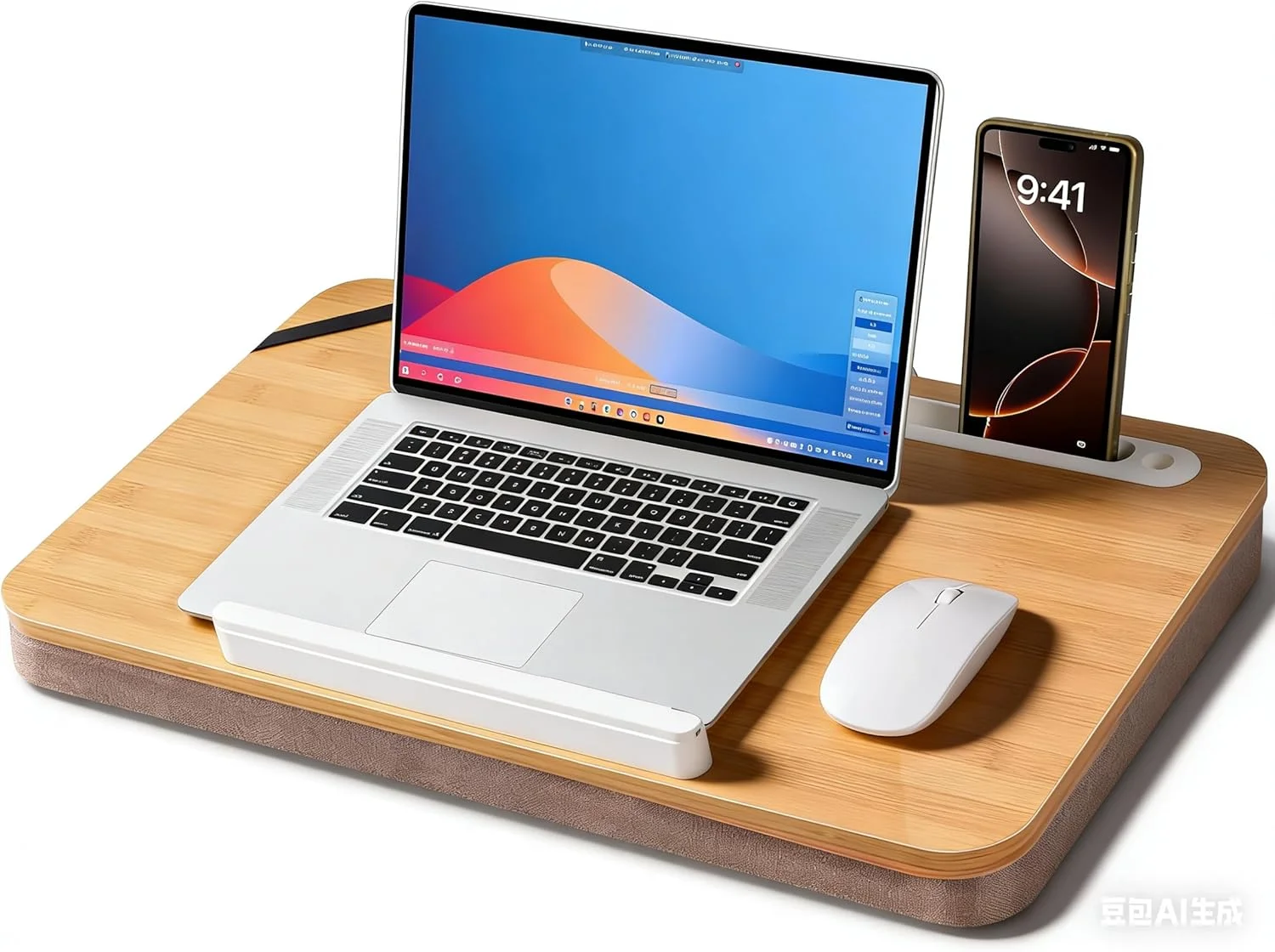 

Large Portable Bamboo Lap Desk Tray, Natural Wood, 21.1 x 12.9 Inch for Home Office Use