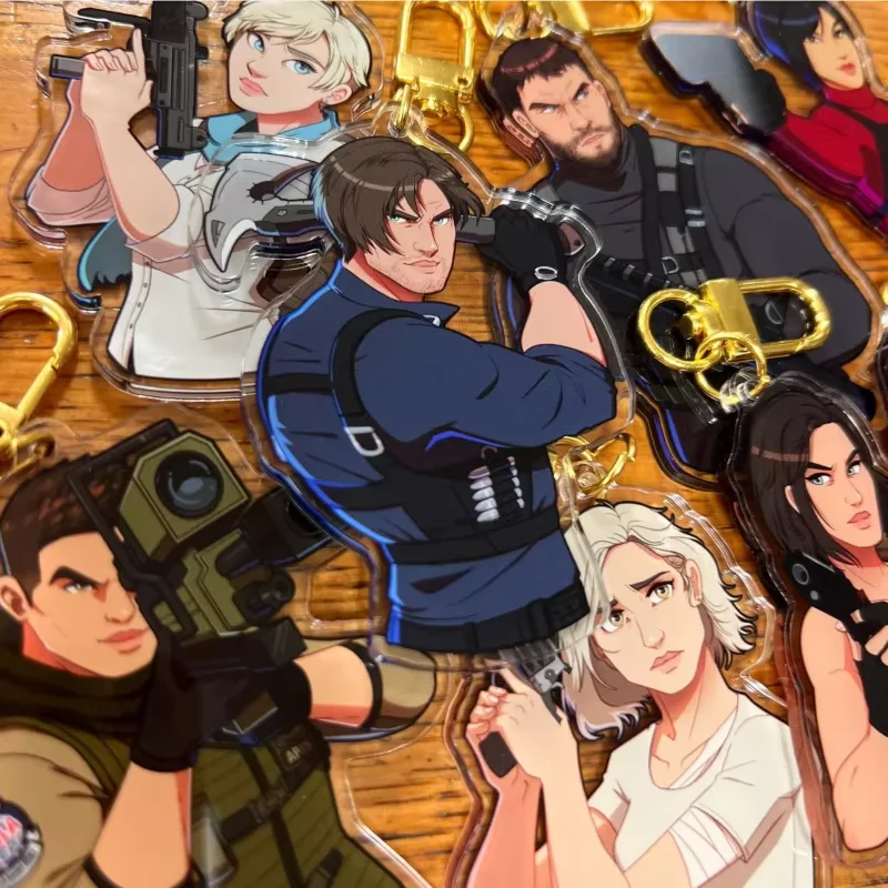 Resident Evil Acrylic Keychain Set - Leon, Ada, Chris & More Classic Characters - Transparent Game Merchandise for Fans