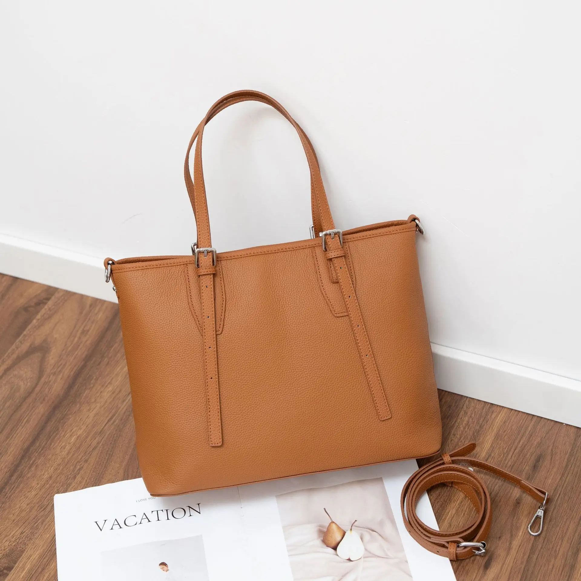 

Top-grain Cowhide Single-shoulder Women's Bag, Large-capacity Hand-carry Crossbody Shopping Pouch, Women's Briefcase