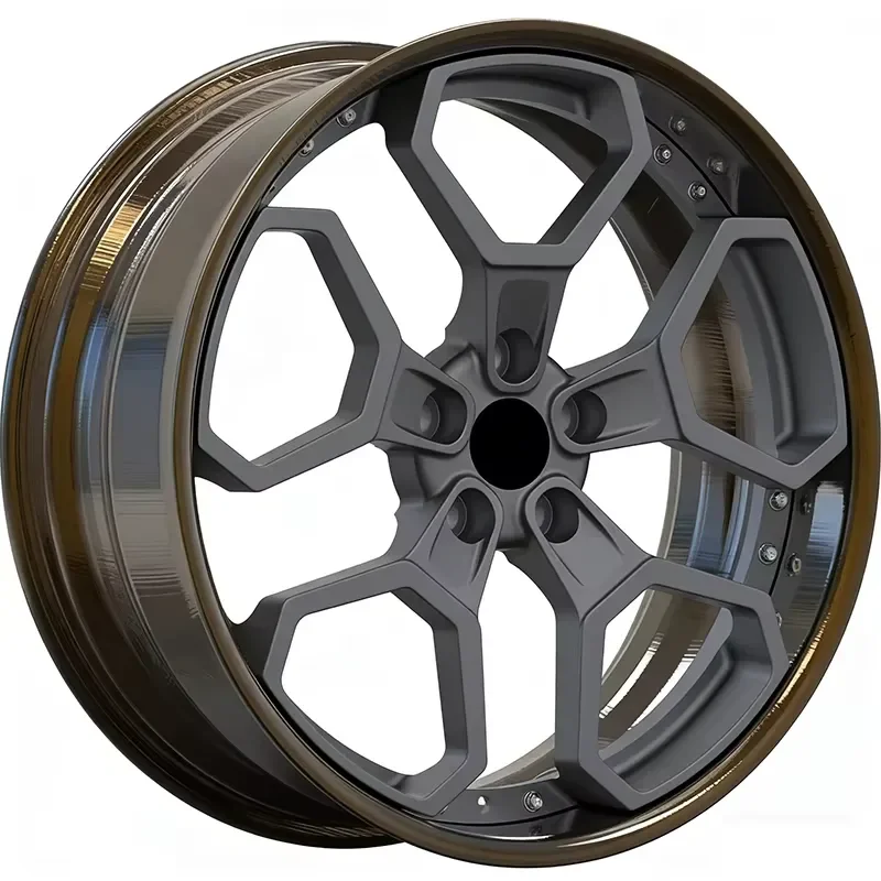 i 2-Piece Forged 5-Spoke Mesh Design 6061-T6 Alloy Wheel Custom Rivet 18-20 Inch 5x112 Black for SUV Off-Road