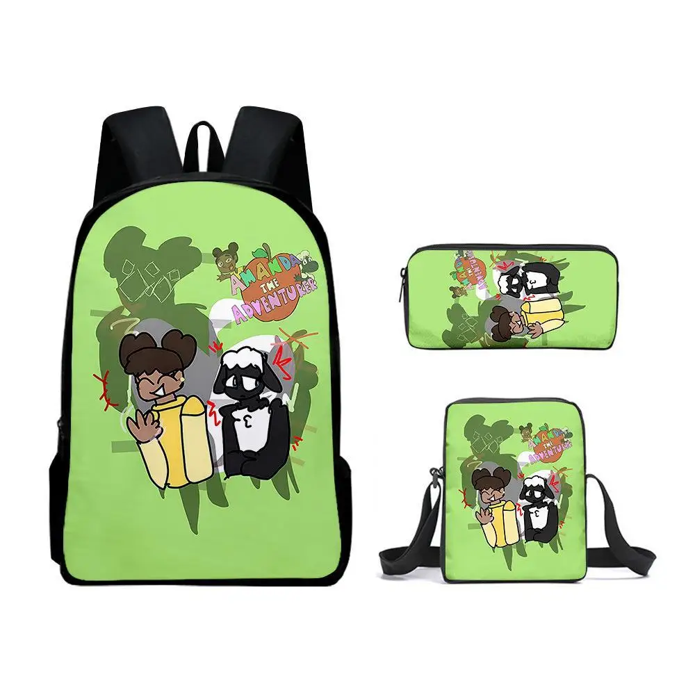 

Cartoon Amanda the Adventurer 3D Print 3pcs/Set pupil School Bags Laptop Daypack Backpack Inclined shoulder bag Pencil Case