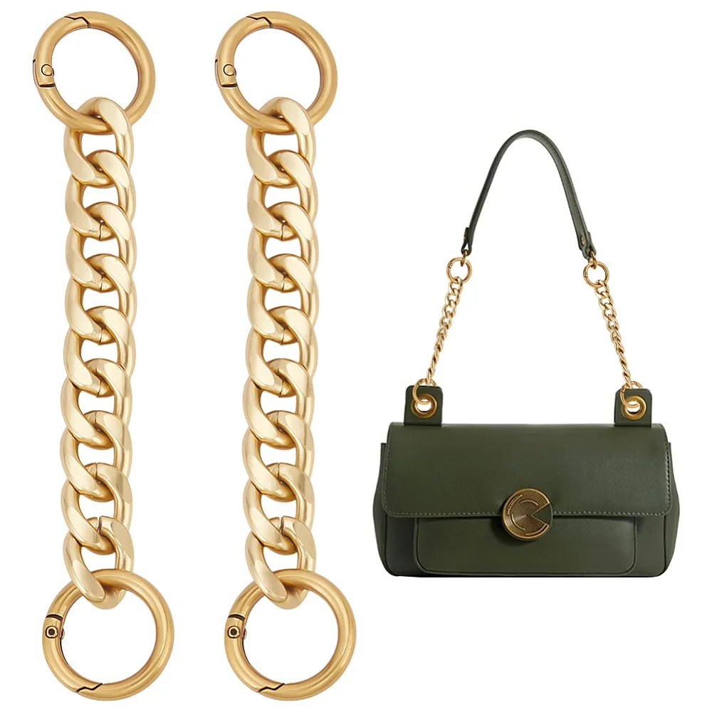 2Pcs Alloy Twisted Chain Bag Extension Chains with Rings Bag Replacement Accessories Golden 155mm