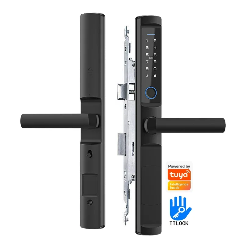 2585 Mortise Aluminum narrow frame sliding door electronic lock card code Intelligent Tuya Smart Wifi digital door lock