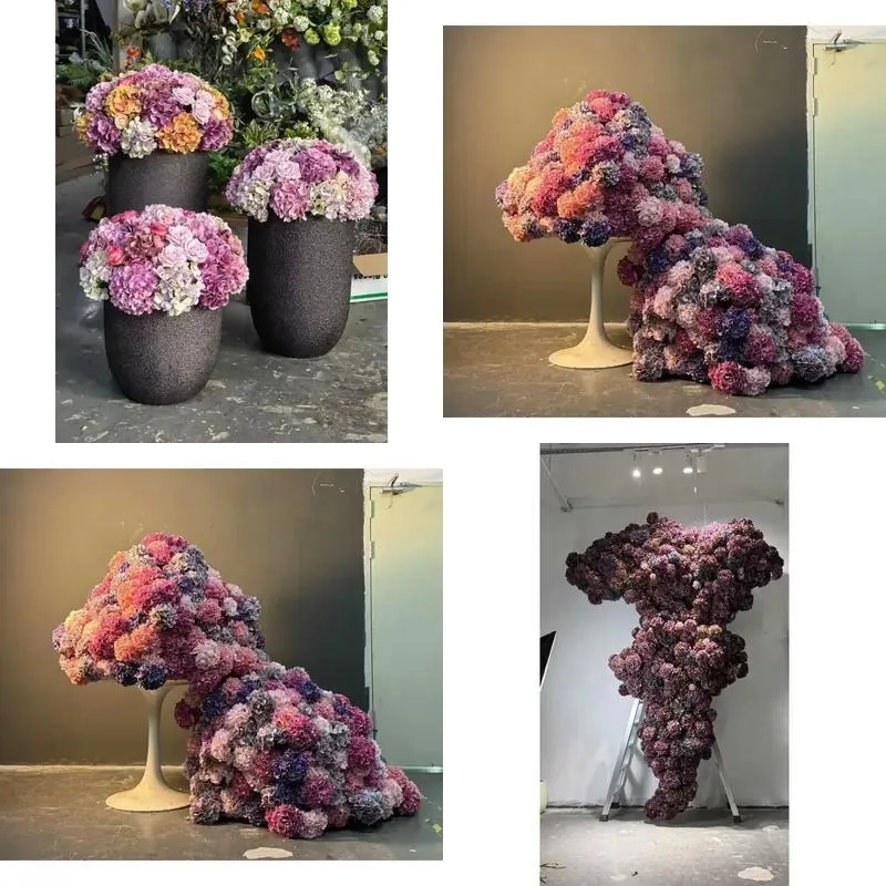Large Artificial Flower Arrangement Floor Standing Decor for Hotel Lobby Sales Office Landscape Customization Projects