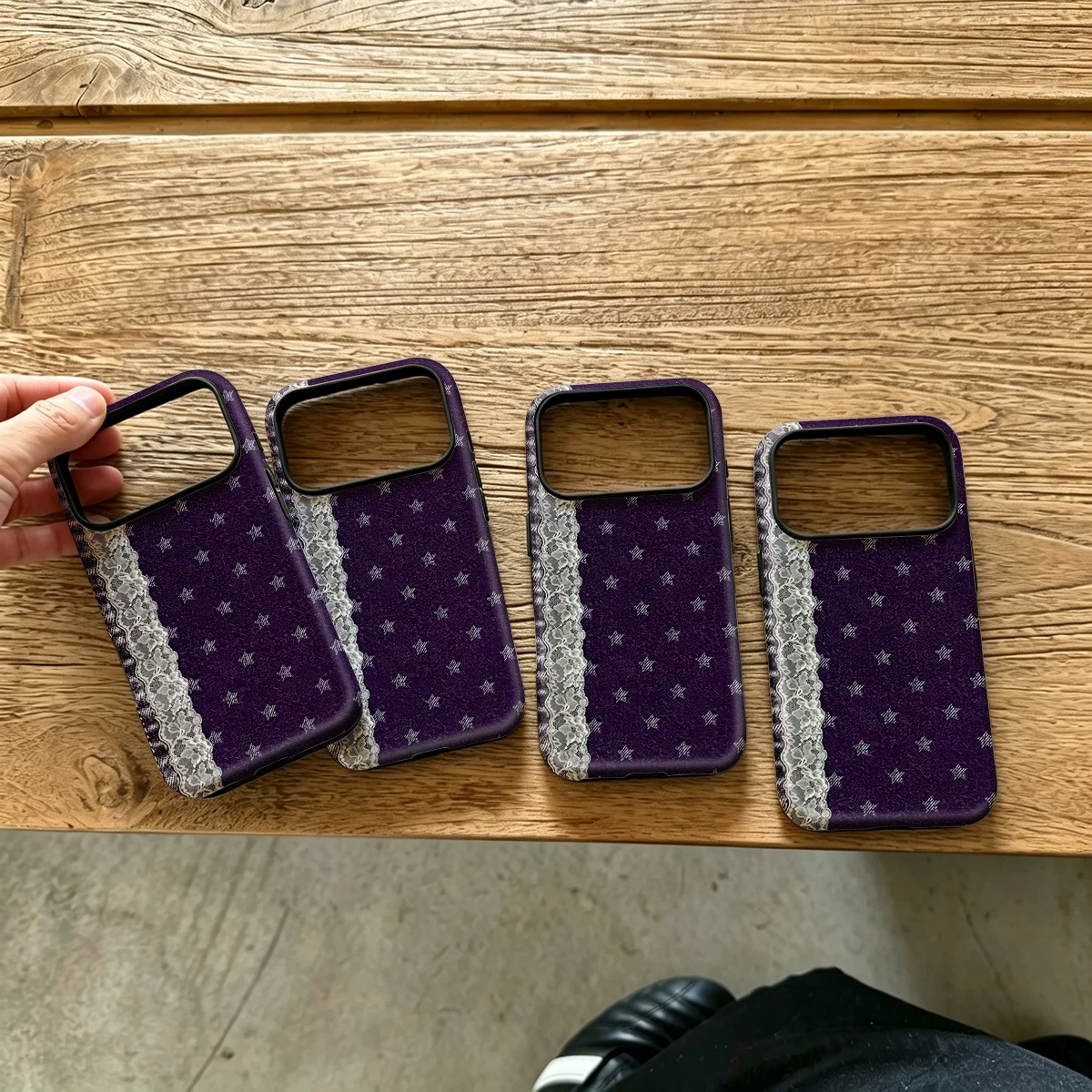 Denim Lace Purple Stars Hard Shock-Absorption Phone Case For Samsung Galaxy S26 S25 Ultra S24 S23 Plus 2-in-1 Protective Cover