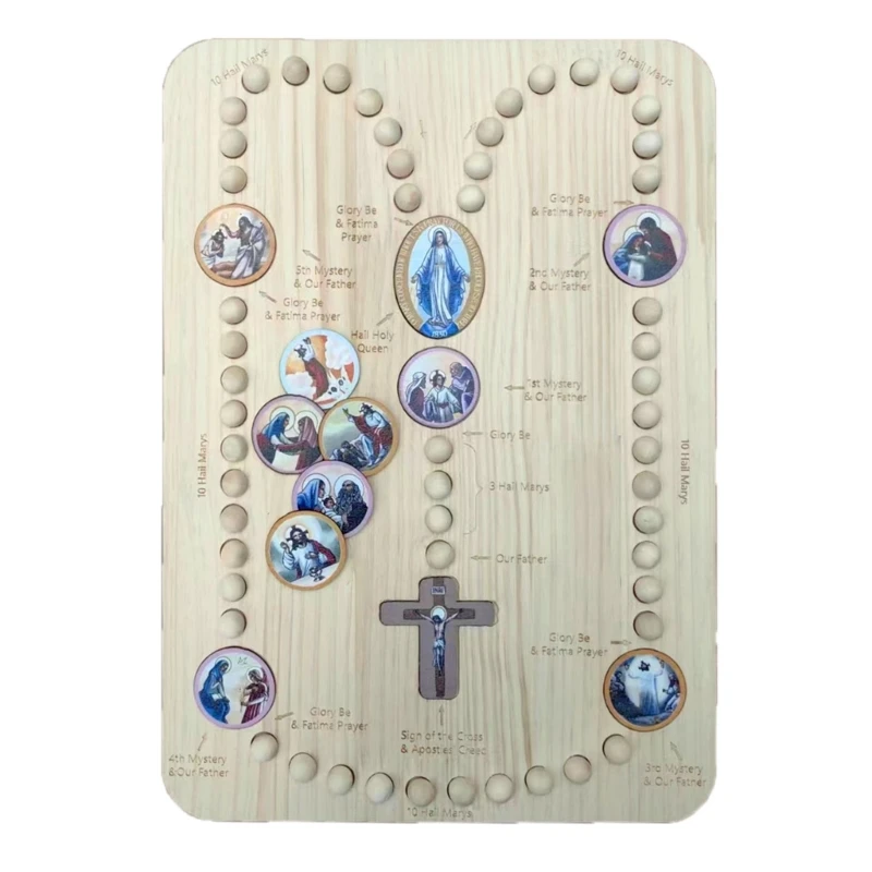 Prayer Bead Counting Board Set with Colorful Card Holder Convenient Wood Rosary Board Elegant Wood Beading Board DIY