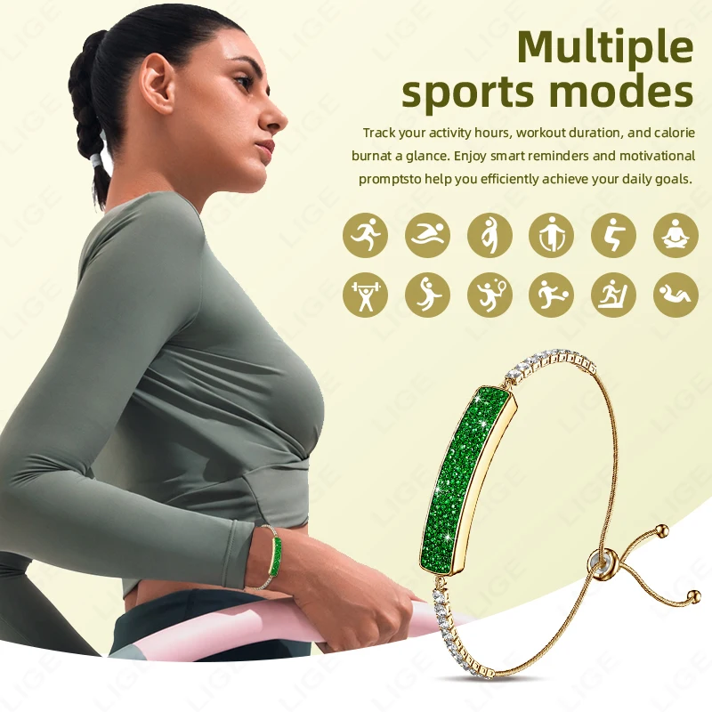 LIGE Fashion Luxury Women’s Smart Bracelet Waterproof Fitness Tracker Heart Rate Blood Oxygen Health Monitor Ladies Smart Watch