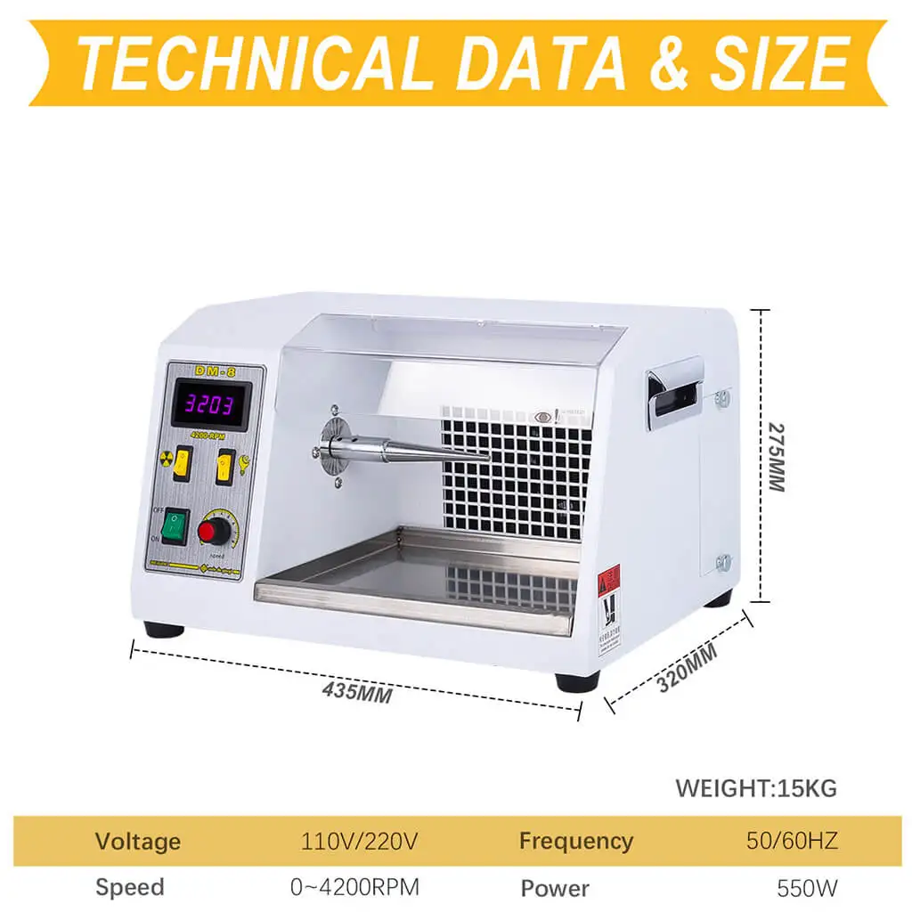 

220V 750W Polishing Machine DM-8 With Dust Collector Polishing Grinding Motor Bench Grinder Polisher Jewelry Polisher Machine