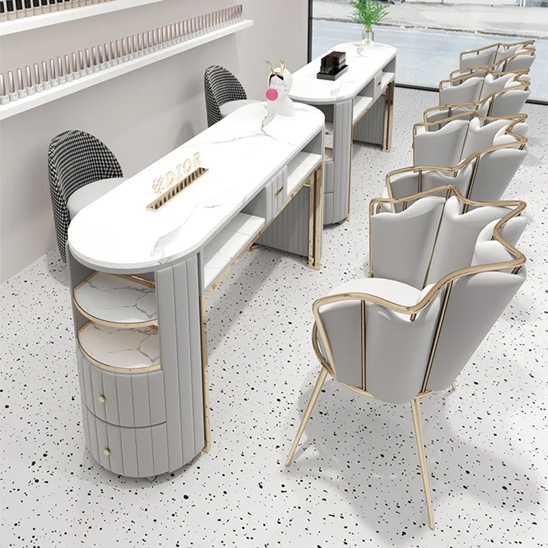 

Dressing Beauty Nail Table Cleaner Reception Modern Professional Nail Table Luxury Makeup Tavolo Manicure Salon Furniture