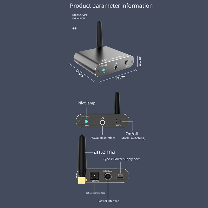 جهاز استقبال الصوت اليومي APTX-HD 5.2 جهاز استقبال بلوتوث AUX محوري الألياف البصرية محول الصوت Hifi ستيريو الموسيقى CD-جودة الصوت