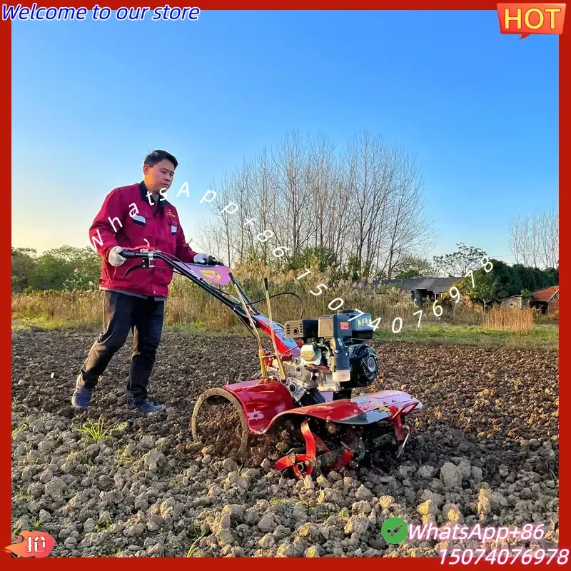 2026 High Quality 170F 7HP Engine Mini Tiller Multifunctional Garden Cultivator Home Use Rotary Power Tiller