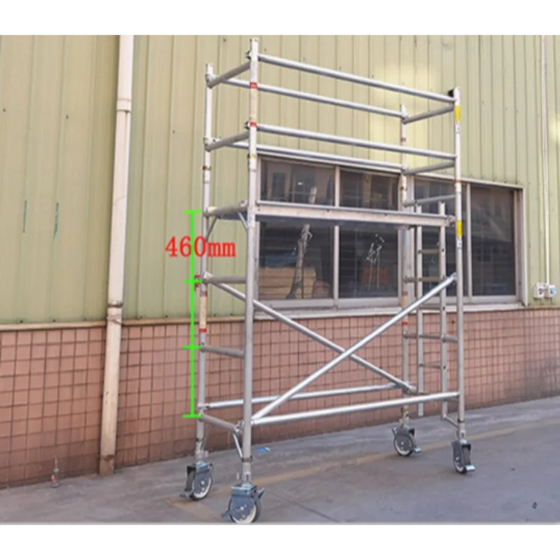 Aluminum alloy aerial work mobile platform straight ladder door type quick installation scaffolding