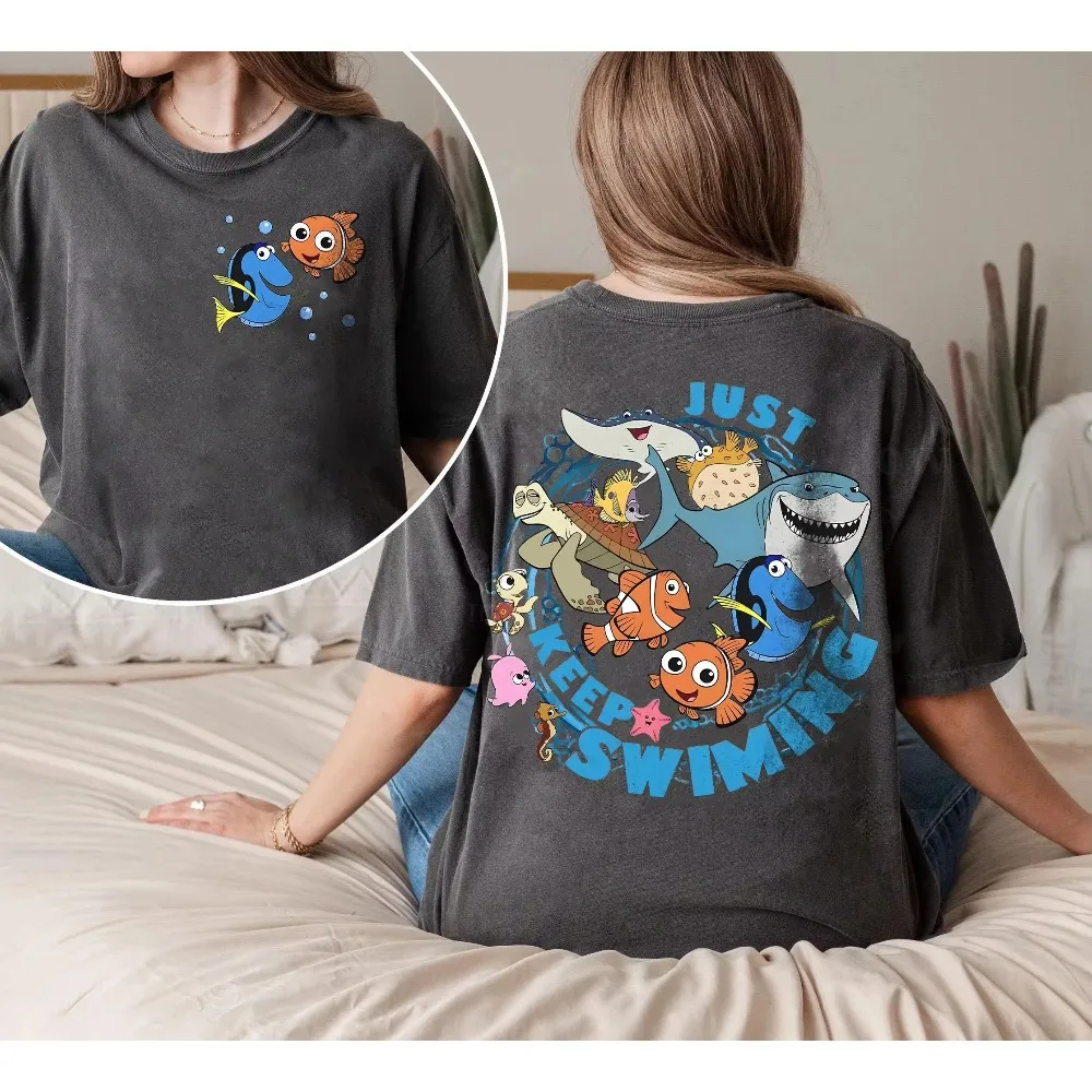 Comfort Colors Finding Nemo Just Keep Badeshirts Finding Dory Disney Trip Tee Nemo Family Vacation Shirt Atmungsaktive Baumwolle