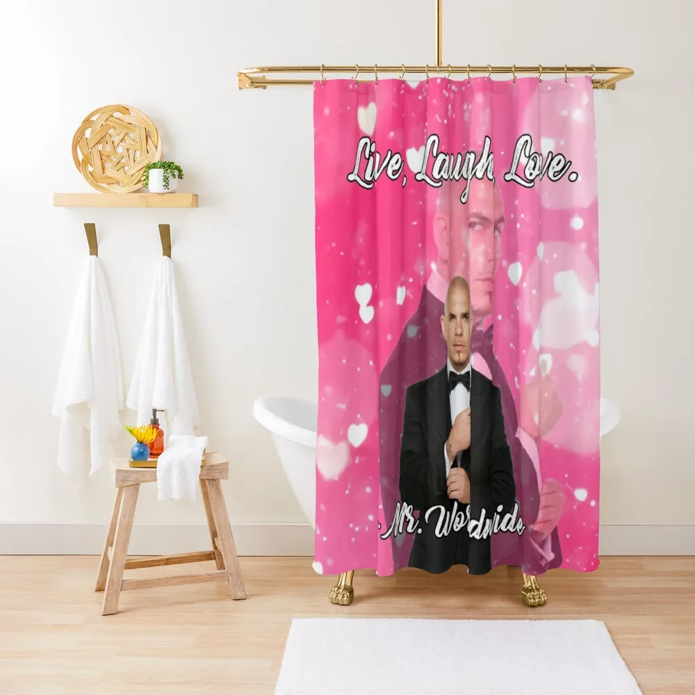 Mr Worldwide Says To Live Laugh Love Shower Curtain with Hooks Waterproof Shower Curtains for Bathroom Decor Bathtub Accessories