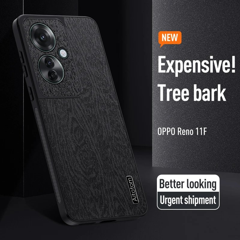 Case For OPPO Reno 11F Luxury Tree Grain Back Cover Anti-fall Lens Full Cover Protection For OPPO Reno11F 11 F Shockproof Bumper