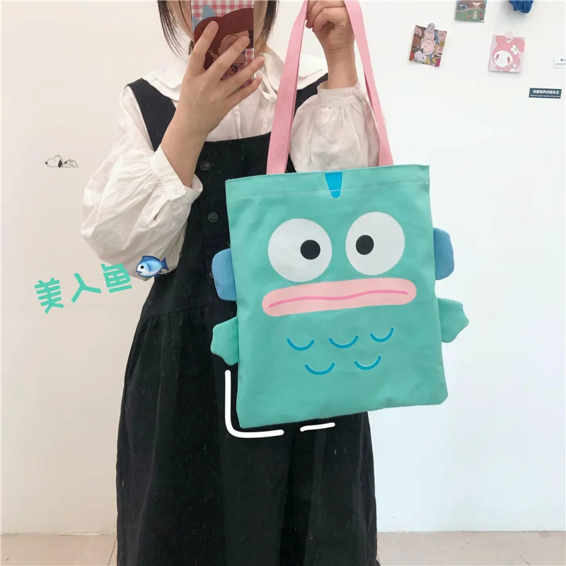 Lovely Cartoon Modeling Women's Canvas Shopping Bag Eco-Friendly Lolita Outdoor Fashion Daily Wear Portable Kawaii Tote Bag