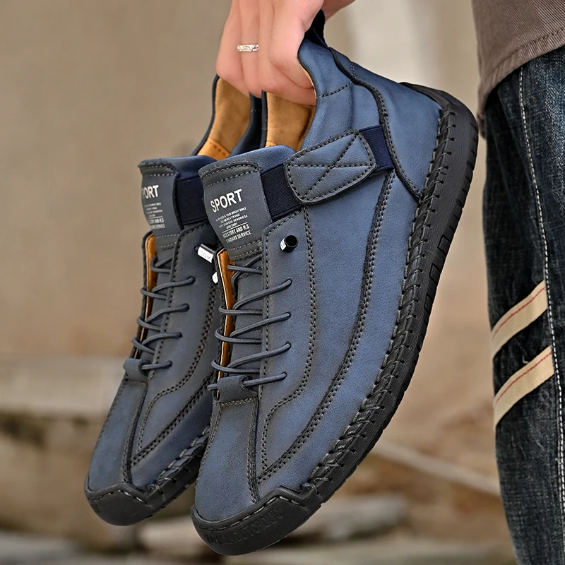 Automne nouveaux hommes en cuir bottes à la main espadrilles décontractées hommes bottines grande taille 38-48 hommes Botines