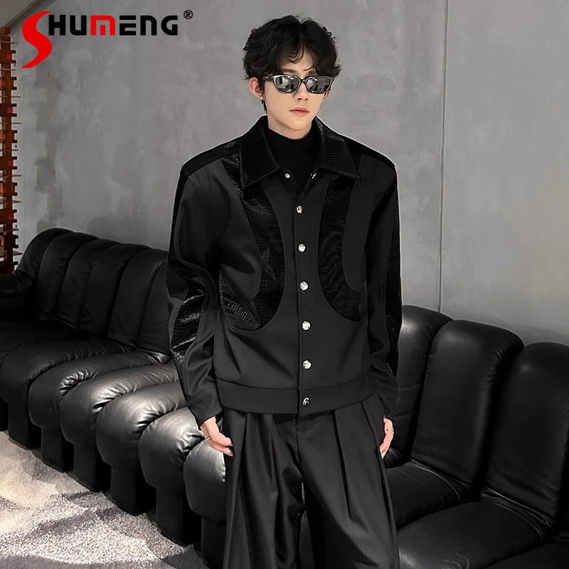 

2025 Autumn New Jackets American Style Handsome Fashion PU Leather Snake Pattern Splicing High-End Loose Padded Shoulder Jackets