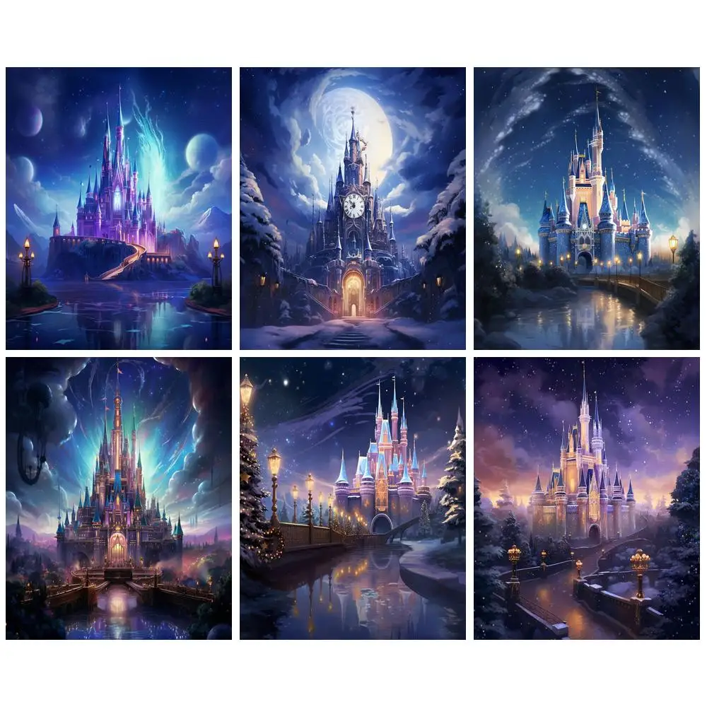 

GATYZTORY Pictures By Number Castle Picture Kits Modern Drawing On Canvas Handpainted Decor With Frame