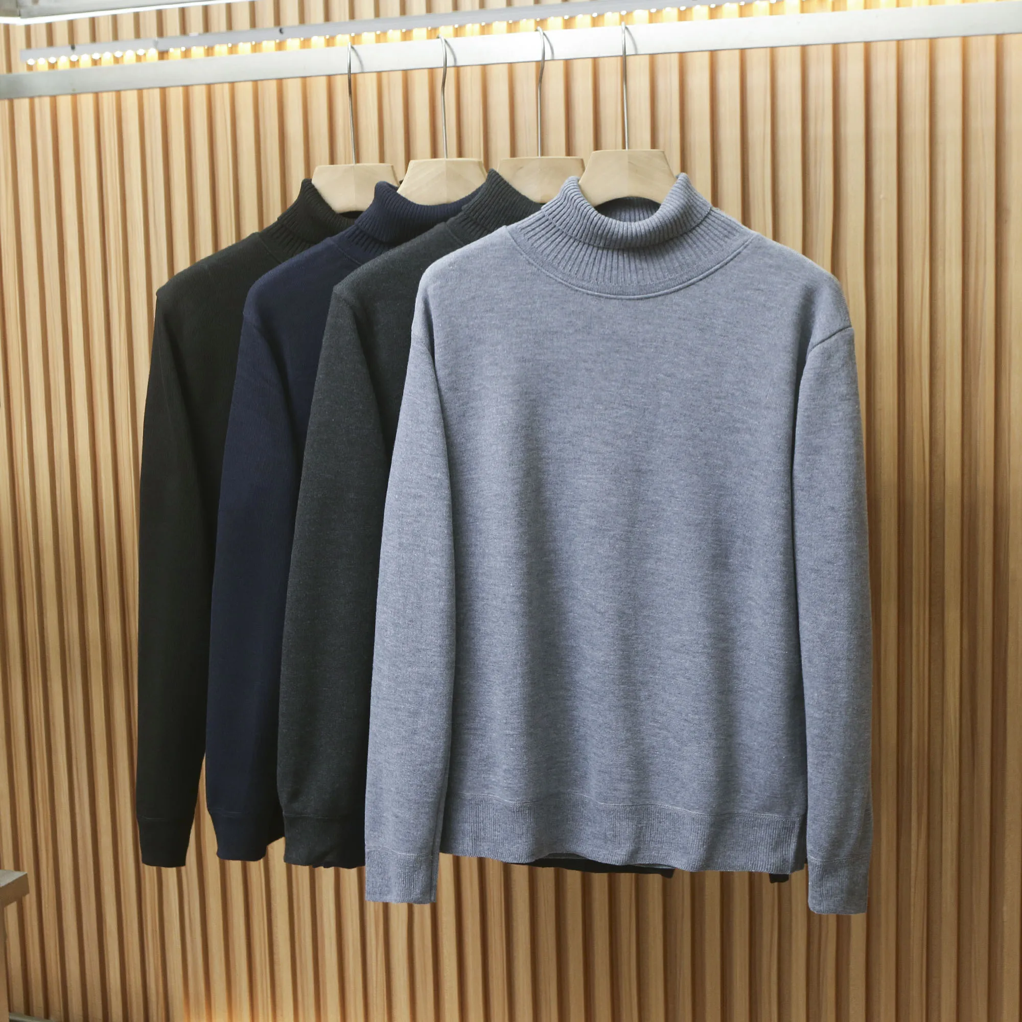 

Мужской зимний ветрозащитный теплый эластичный свитер с высоким воротником на подкладке Fce, цветной повседневный вязаный свитер из полиэфирного волокна