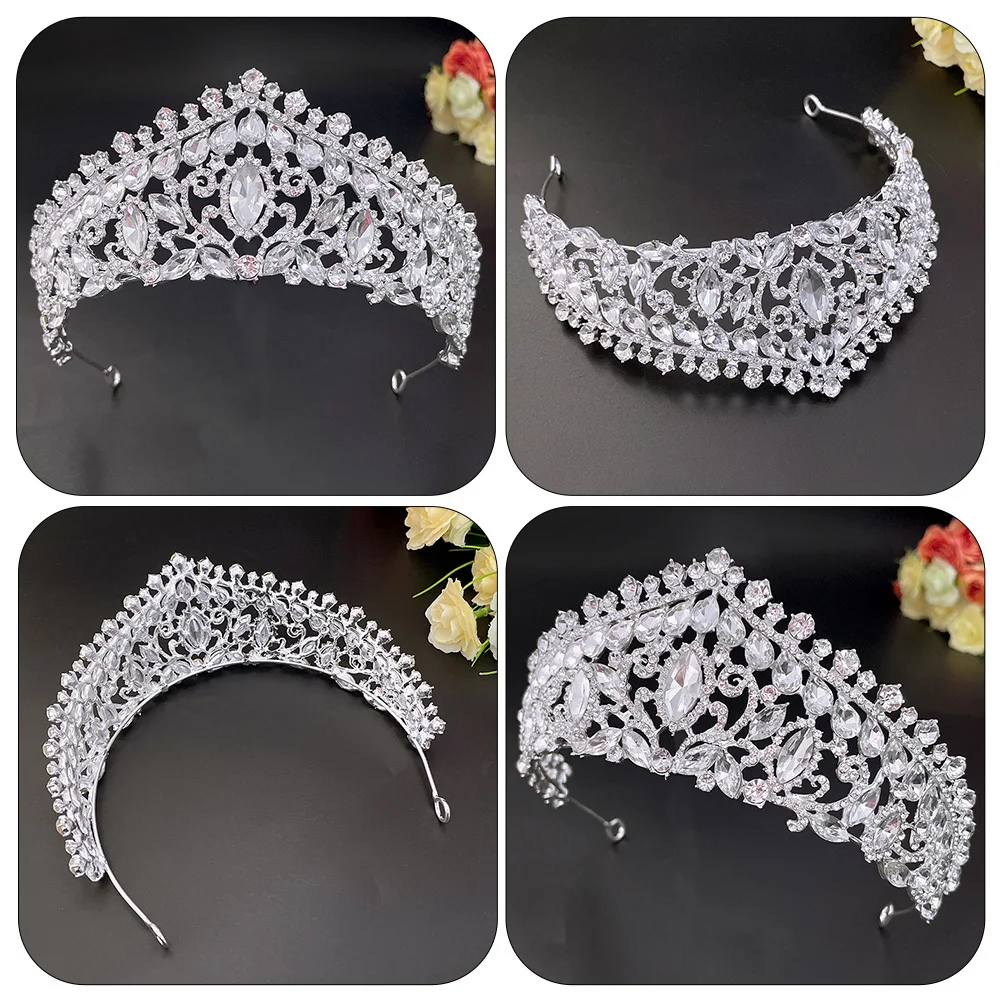

Bridal Crown Headdress Crystal Wedding Tiara Elegant Rhinestone Design Lightweight Comfortable Fit for Bride Wedding Party Event