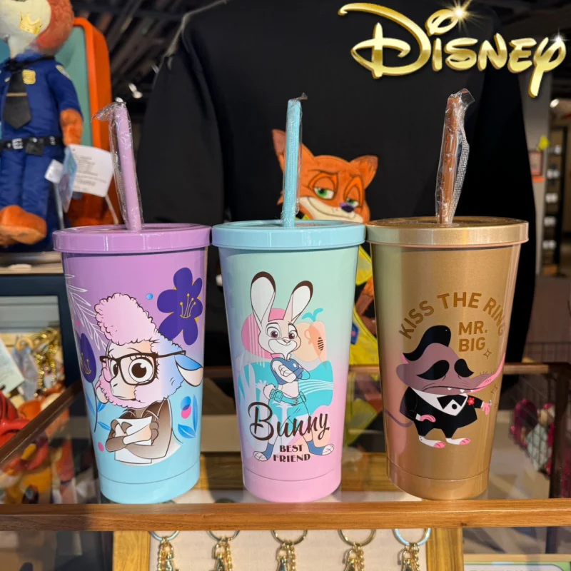 Hot Disney Crazy Zootopia Mr.big Mr. Bunny Officer Thermos Mug Top Sippy Cup Cute Cartoon 500ml Stainless Steel Cup Gift For Kid