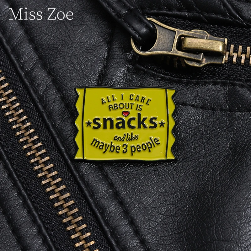 All I Care About Is Snacks Maybe 3 People Enamel Pin Junk Food Lovers Brooch Lapel Backpack Badge Introvert Jewelry Gift For Kid