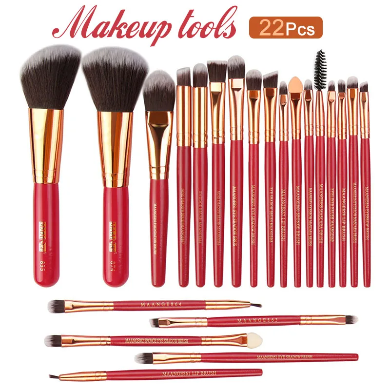 

22pcs Makeup Brushes Set With Soft Artificial Bristle Portable For Blush Makeup Brushes Set For Blush Foundation Eyeshadow