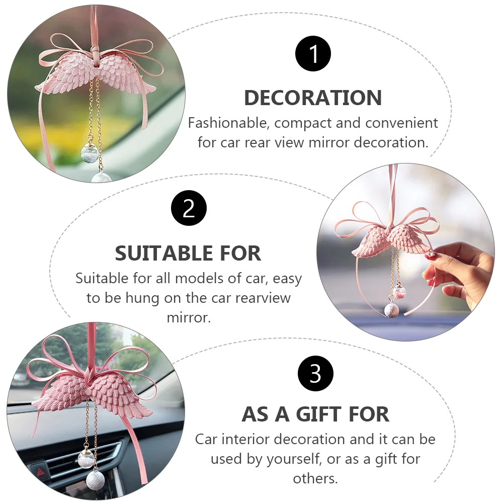 

Aromatherapy Pendant Car Mirror Rearview Perfume Accessory Fashion Compact Decoration Remove Smell Interior Wing Design