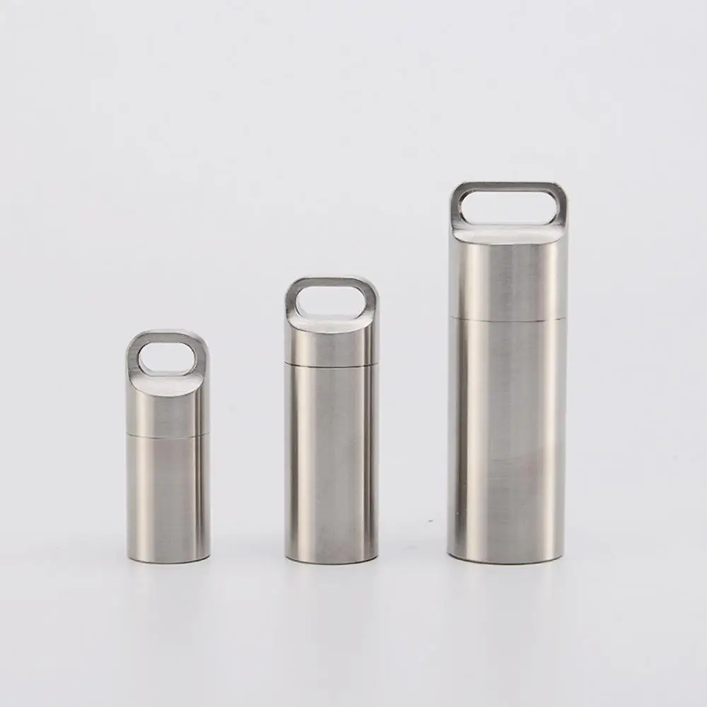 Mini Stainless Steel Sealed Capsule Waterproof Pill Box Camping Firstaid Pendant