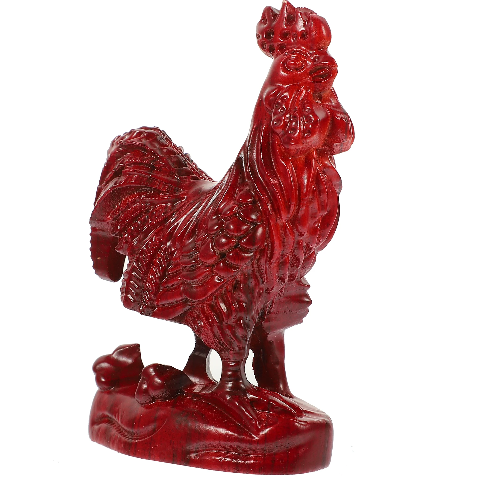 

Solid Wood Carved Chicken Ornaments Decor Wooden Rooster Statue Outdoor Realistic Craft