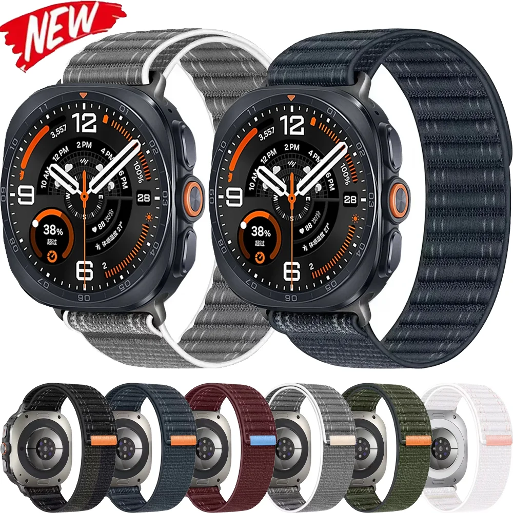 Official Nylon Loop Strap for Samsung Galaxy Watch Ultra 2/1 47mm Wave Bracelet Galaxy Watch Ultra 47mm Pattern Fabric Watchband