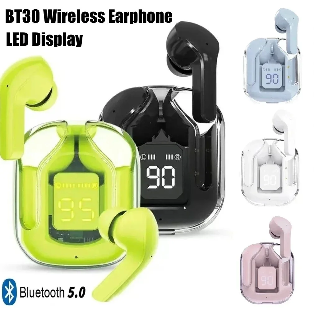 High Quality Tws BT30 Bluetooth Earbuds Wireless Sports Gaming Headsets with Noise Reduction Mic LED Display For All Smartphones