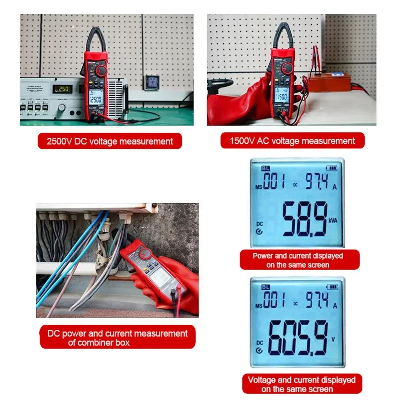 UNI-T ut219pv medidor de braçadeira bluetooth digital 1500v 2500v multímetro alicate amperímetro voltímetro pico lpf fotovoltaico multi testador