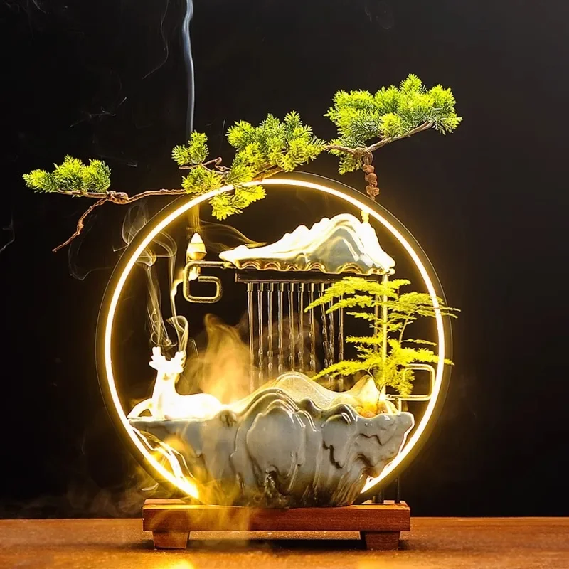 Flowing water opened rockery humidifier new Chinese fountain gift-giving lucky creative zen ornament