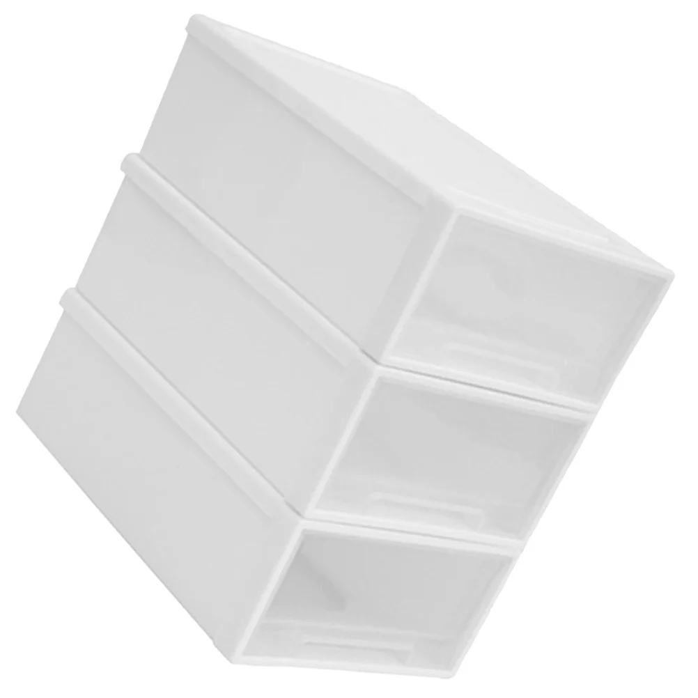 1Set Drawer Storage Box Stackable Three-Layer Desktop Organizer Large Capacity Makeup Skincare Jewelry Holder Desktop