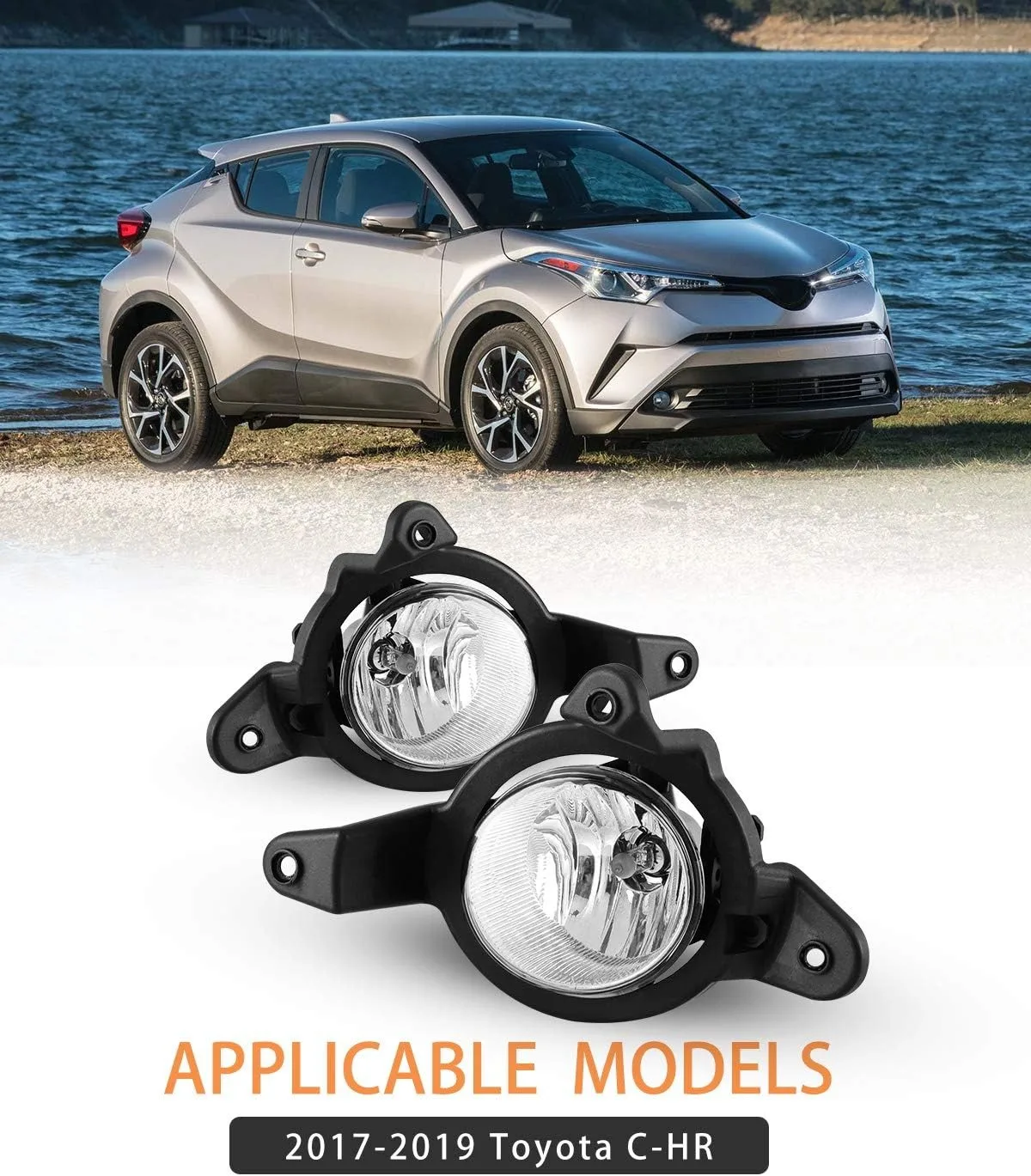 

For Toyota C-HR 2017 2018 2019 LED Bumper Fog Lights Driving Lamps w/Switch and Kits Pair Set Left+Right TY1071-LED-3