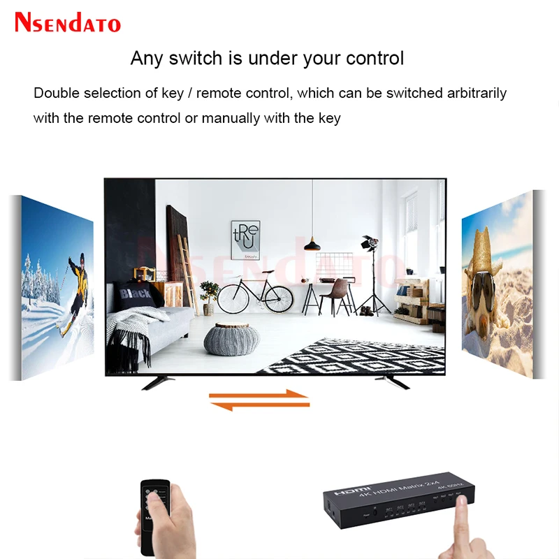 4K HDMI Matrix 2X4 Splitter 4K 60Hz 2 In 4 Out HDMI Splitter Switcher Audio Extractor AUX SPDIF Scale DownสำหรับPS3/4 TV DVD