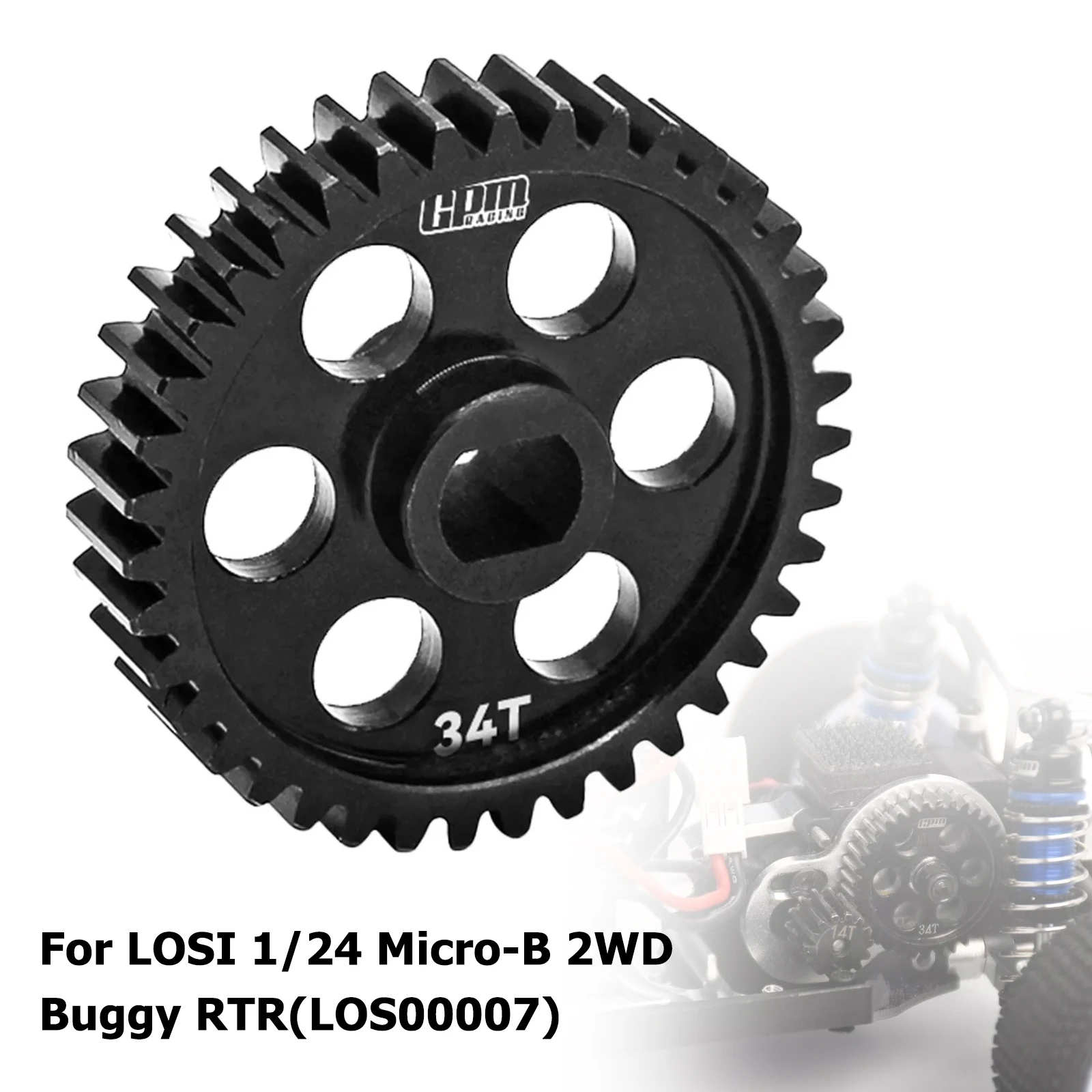 GPM 4140 Carbon Steel Speed Main Gear 34T For LOSI 1/24 Micro-B 2WD Buggy