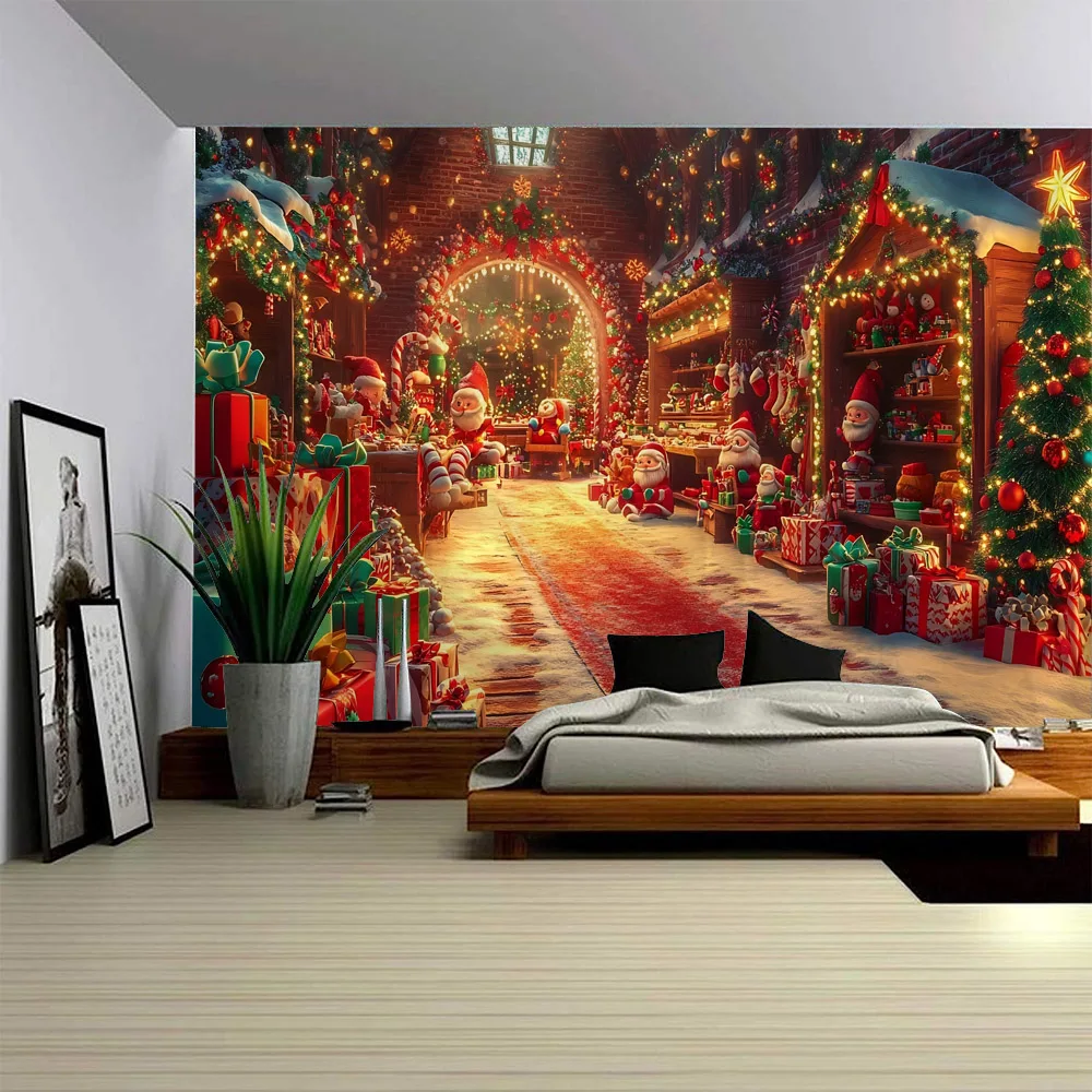 

Christmas decoration tapestry Christmas tree fireplace window wall hanging bedroom living room dormitory wall decoration