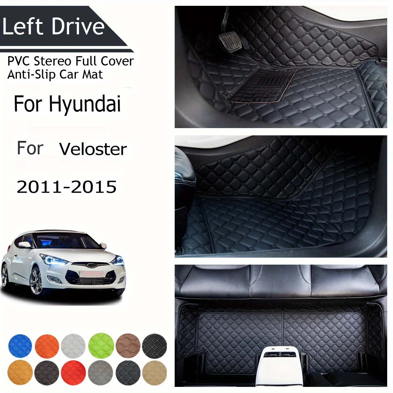 

【LHD】For Hyundai For Veloster 2011-2015 Three Layer PVC Stereo Full Cover Anti-Slip Car Mat Car Floor Mats Car Accessories