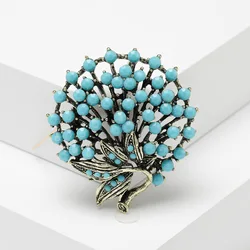 European and American red blue color Bohemian style rhinestone flower brooch fashion clothing accessories pin