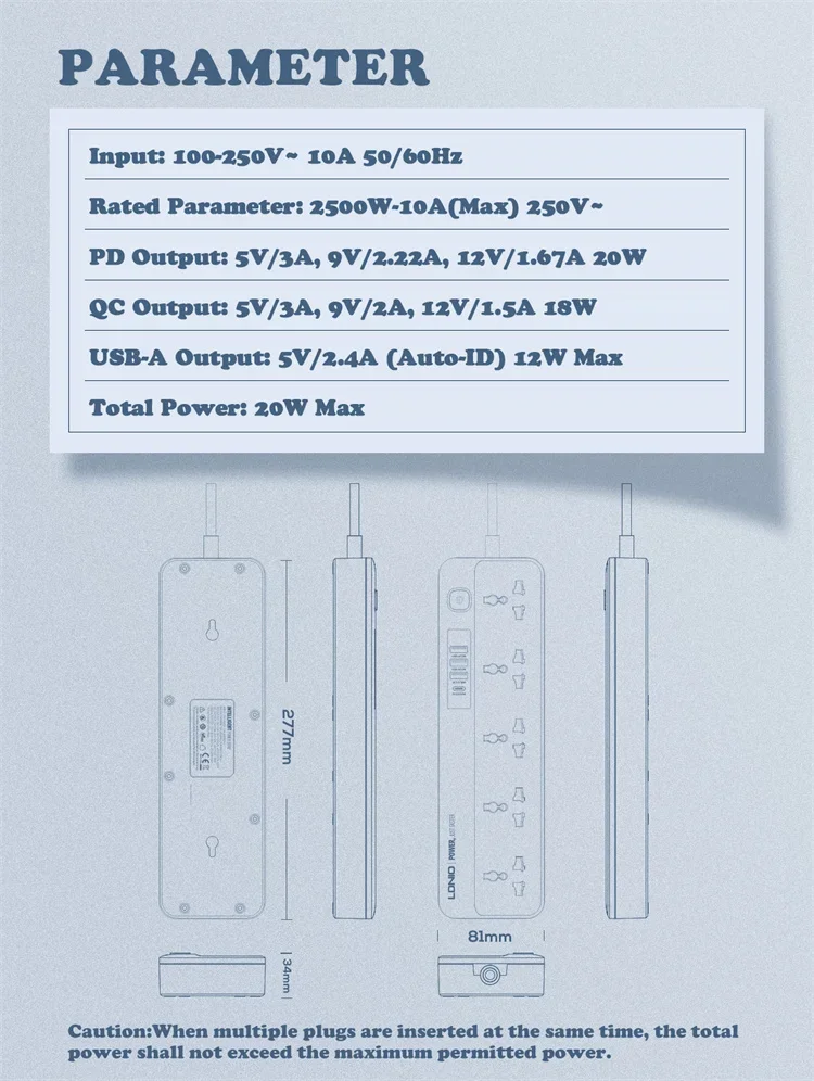 Imagem -05 - Tiras de Energia Elétrica para Multi Soquete Extensão Universal Cabo de Alimentação Casa e Escritório Estação de Carregamento Usb 2m 6ft